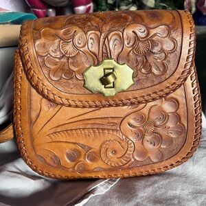 Hard leather Mexican cross body purse